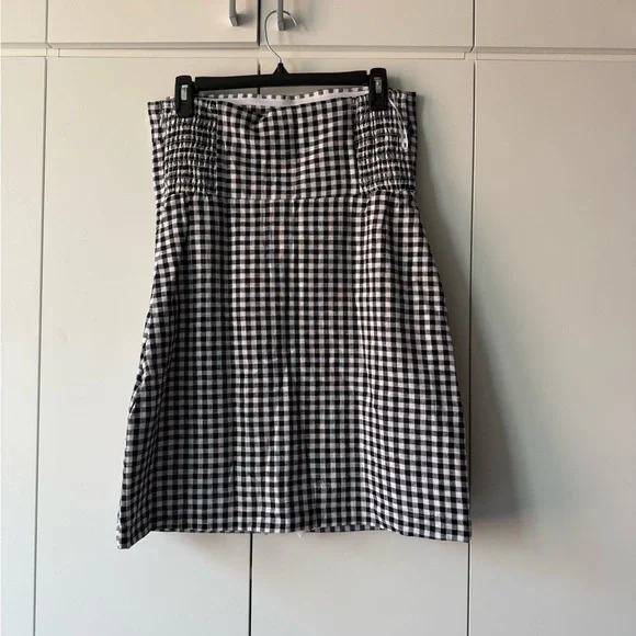 NWT Abercrombie Scarlett Strapless Linen-Blend Skort Dress in Gingham - Picture 9 of 10